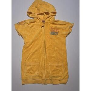 Vnt Y2K 'Juicy Couture' Youth 10- short-sleeve terry cloth logo hoodie Yellow